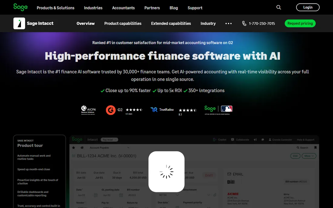 Sage Intacct homepage
