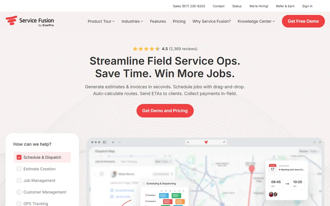 Service Fusion homepage