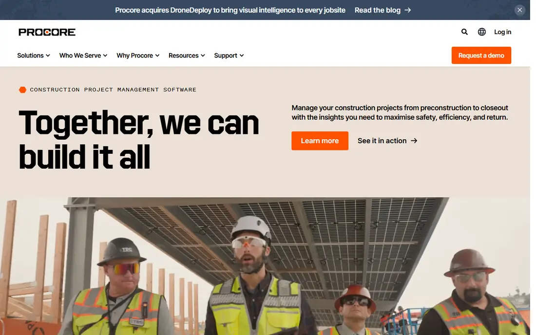 Procore homepage