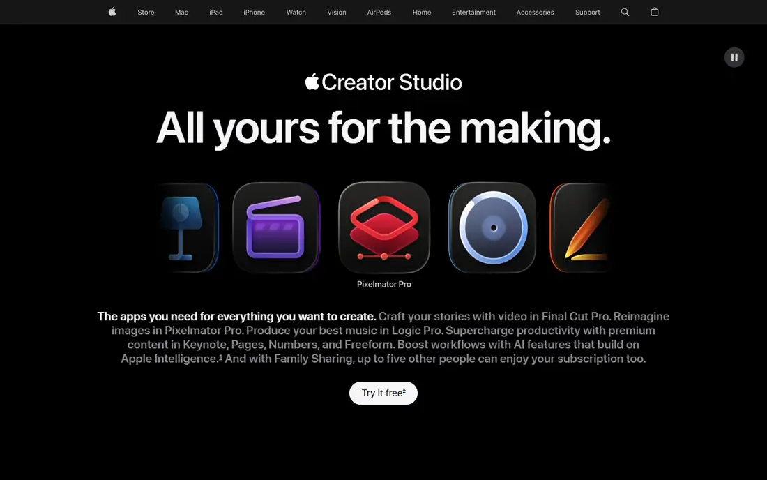 Apple Creator Studio homepage