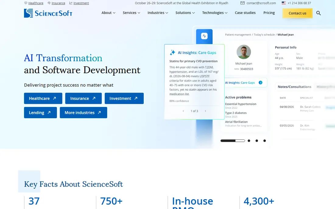 ScienceSoft homepage