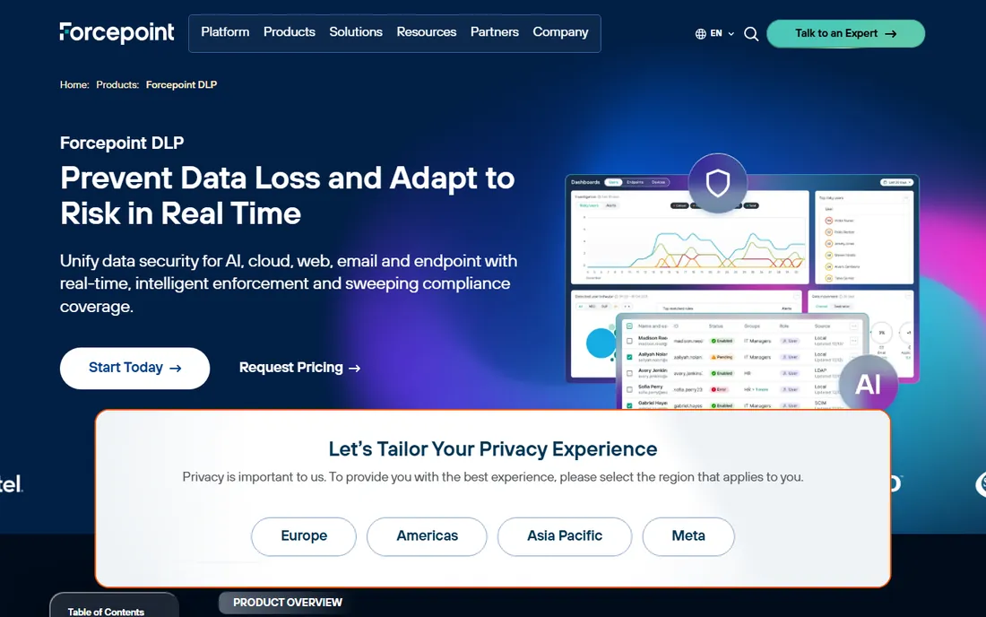 Forcepoint DLP homepage
