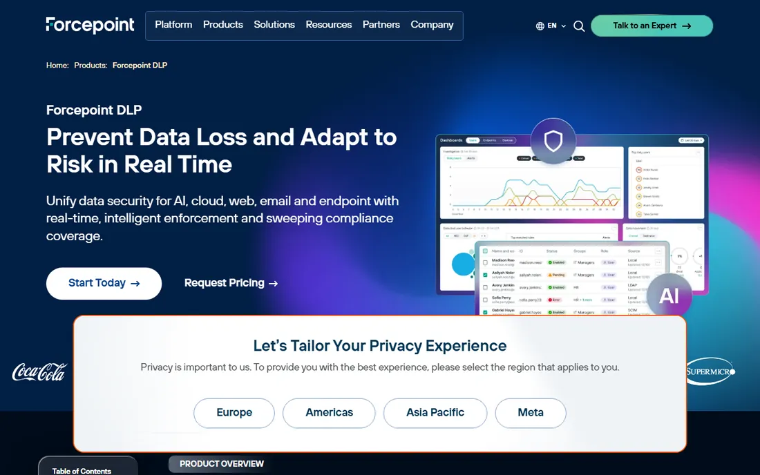 Forcepoint homepage