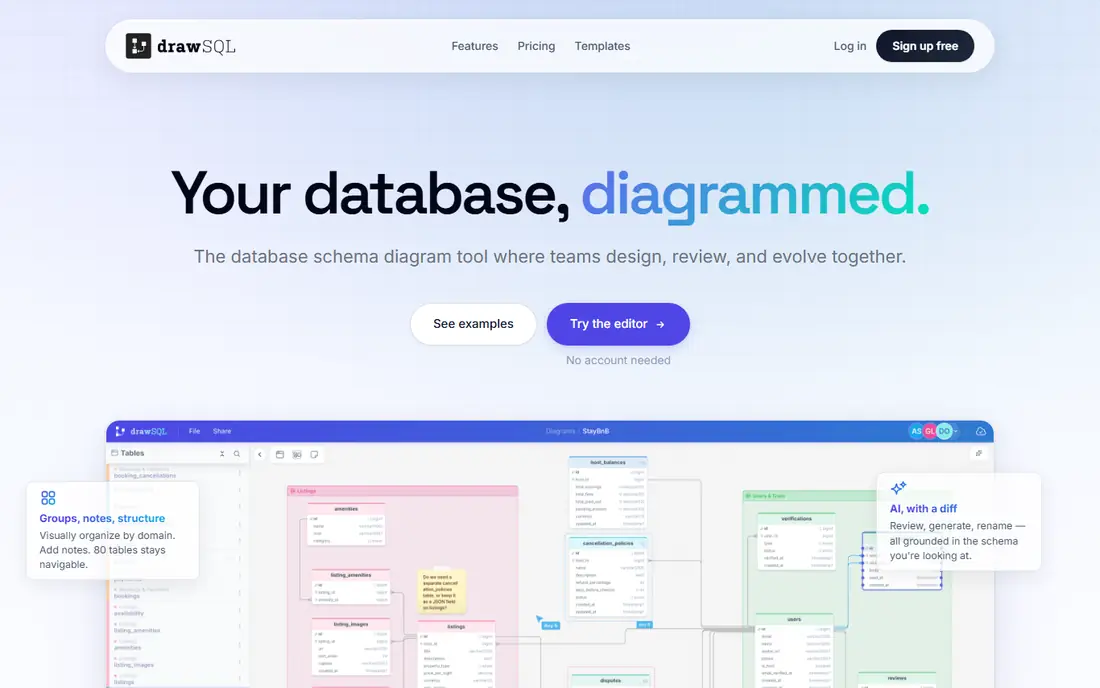 DrawSQL homepage
