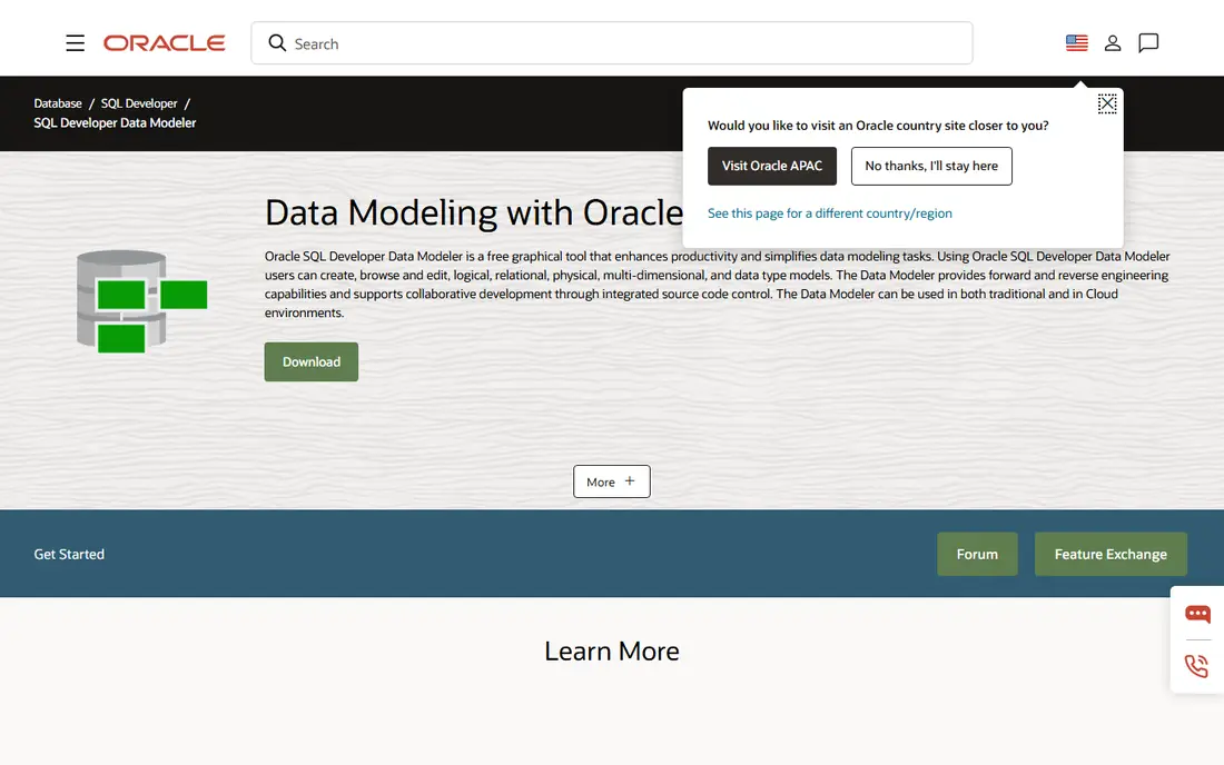 Oracle SQL Developer Data Modeler homepage
