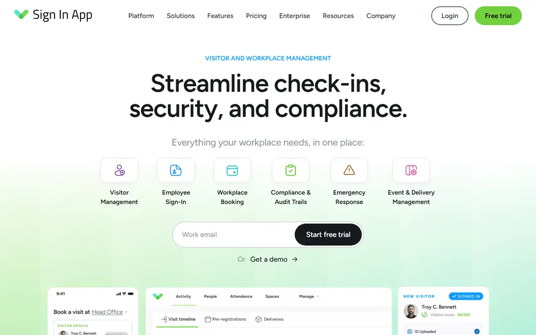 Sign In App homepage