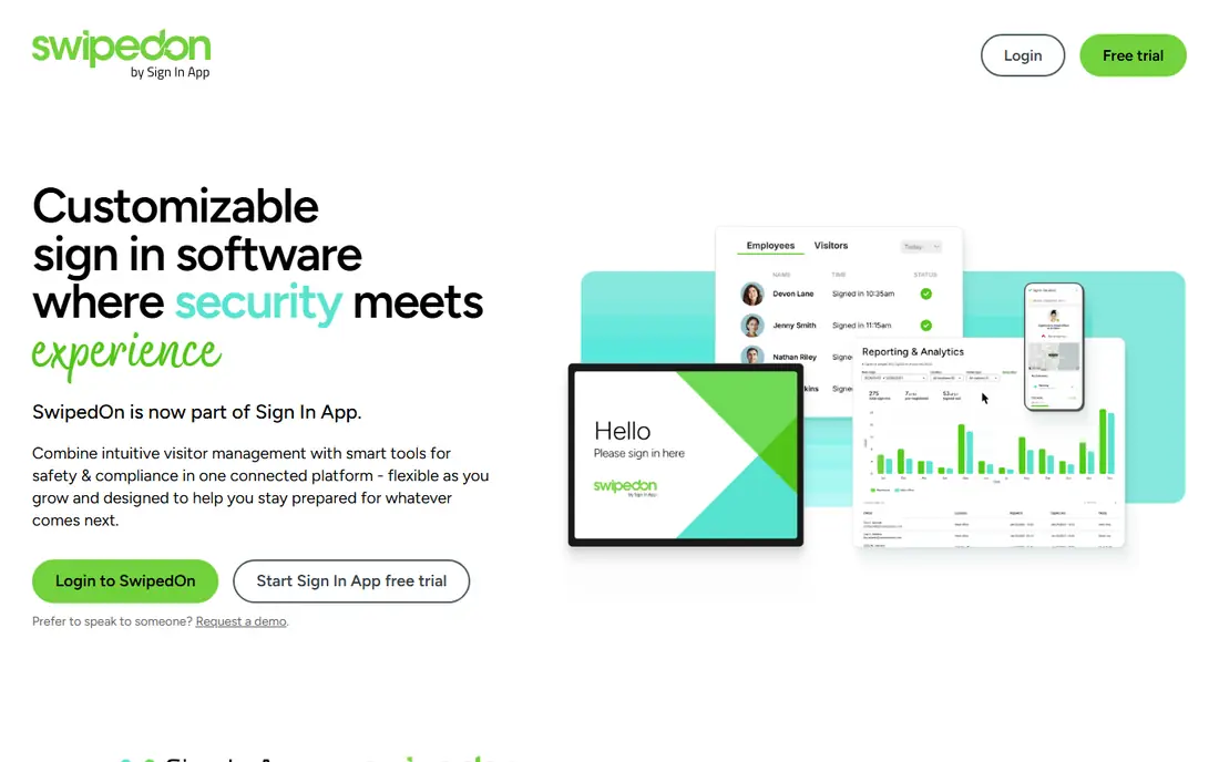 SwipedOn homepage
