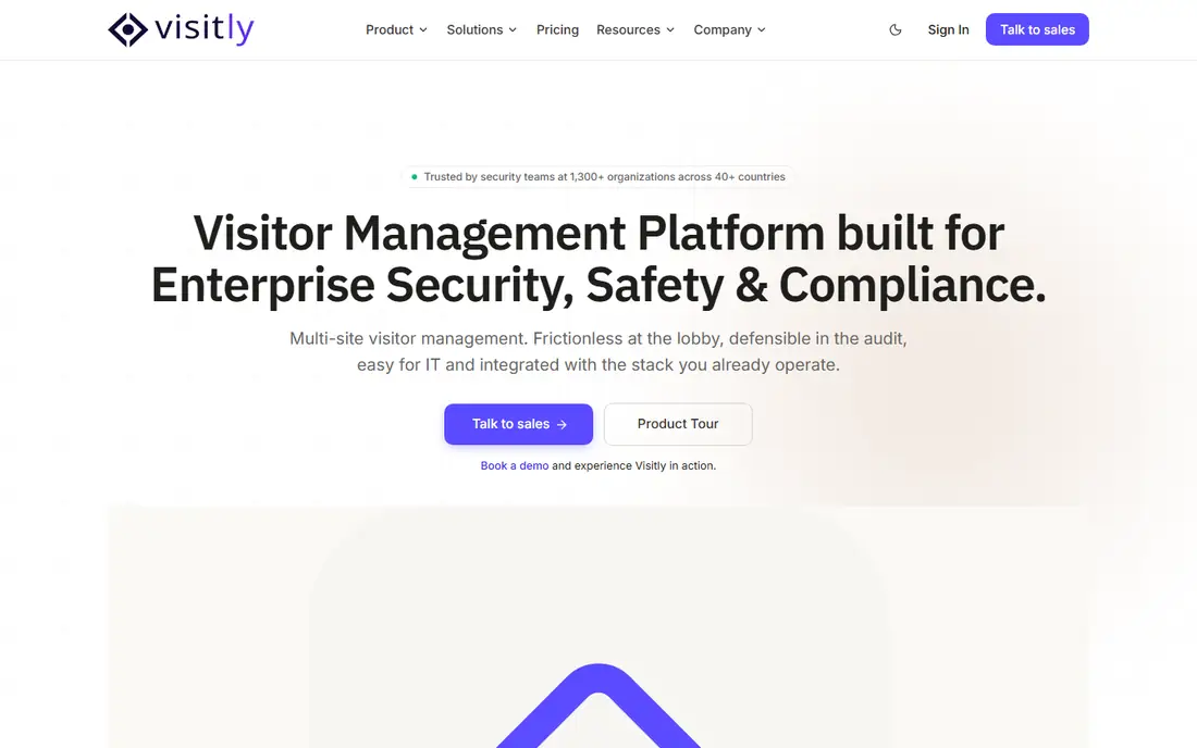 Visitly homepage