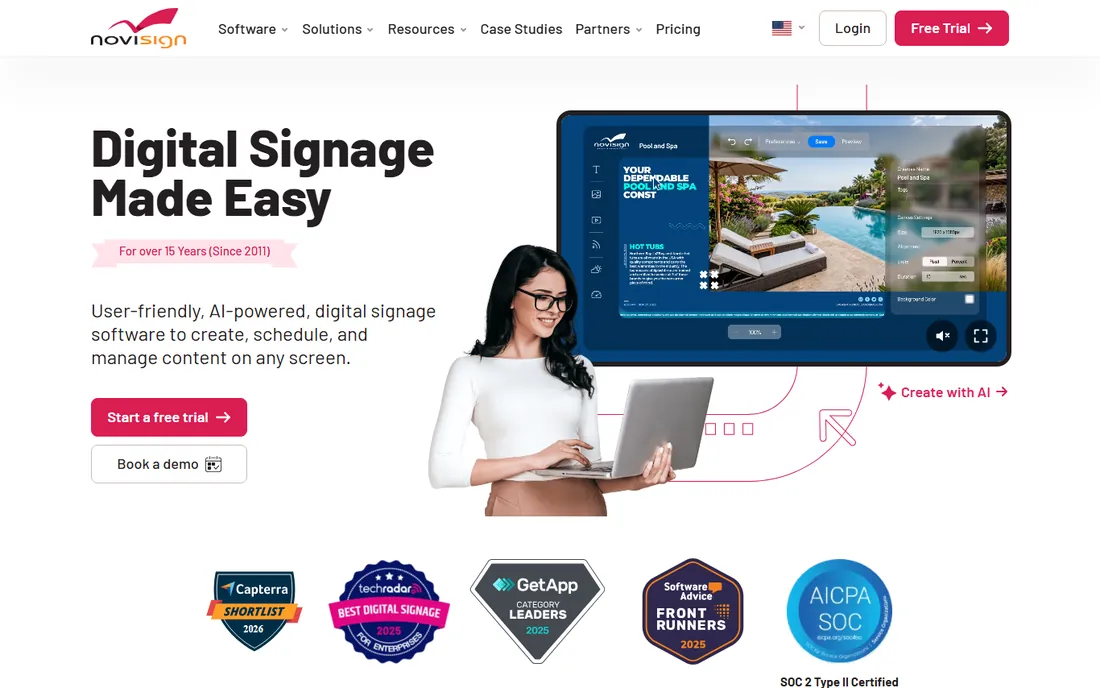 NoviSign homepage