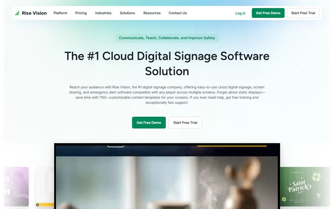 Rise Vision homepage