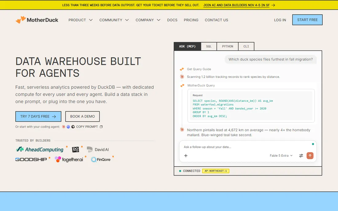 MotherDuck homepage