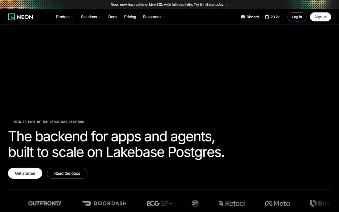 Neon homepage