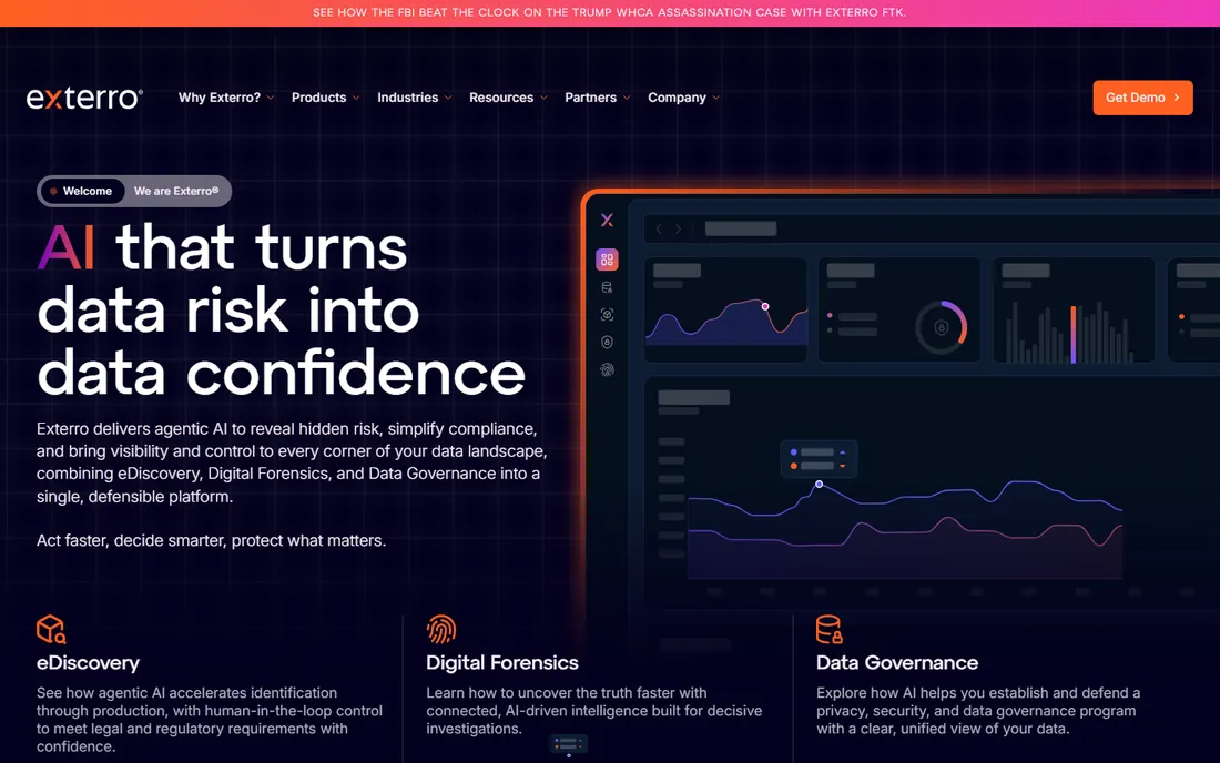 Exterro homepage