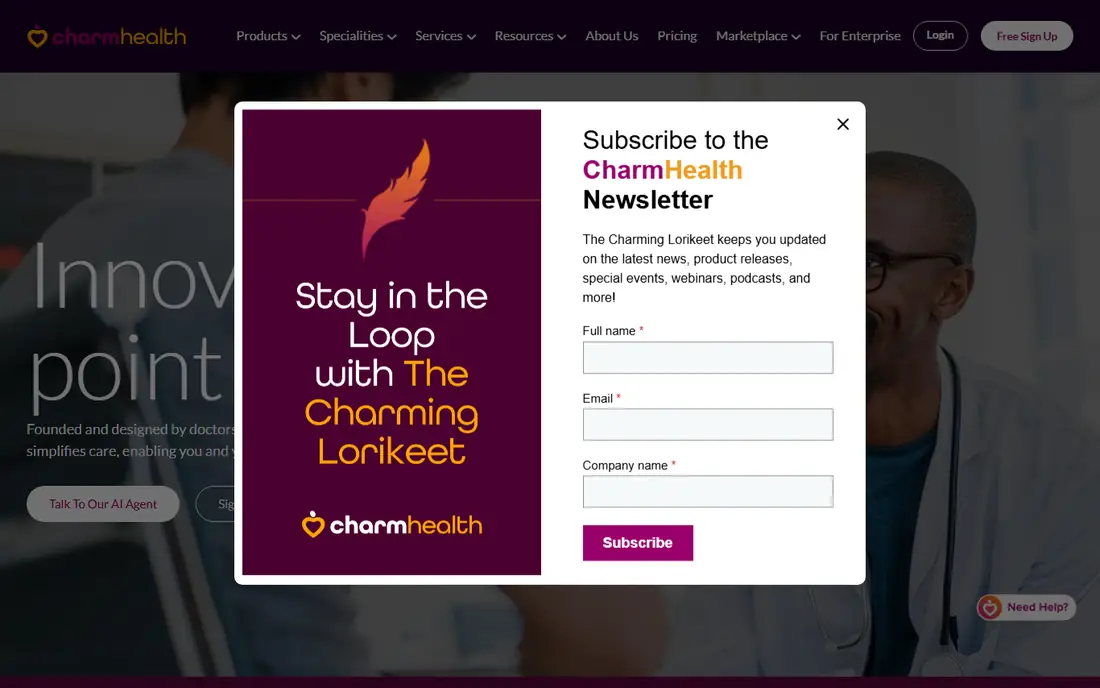 CharmHealth homepage