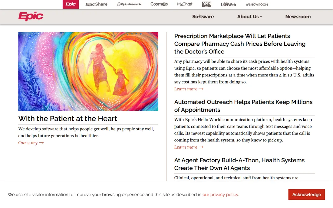 Epic homepage