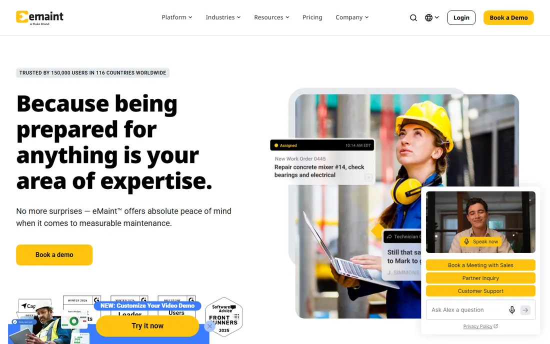 eMaint homepage