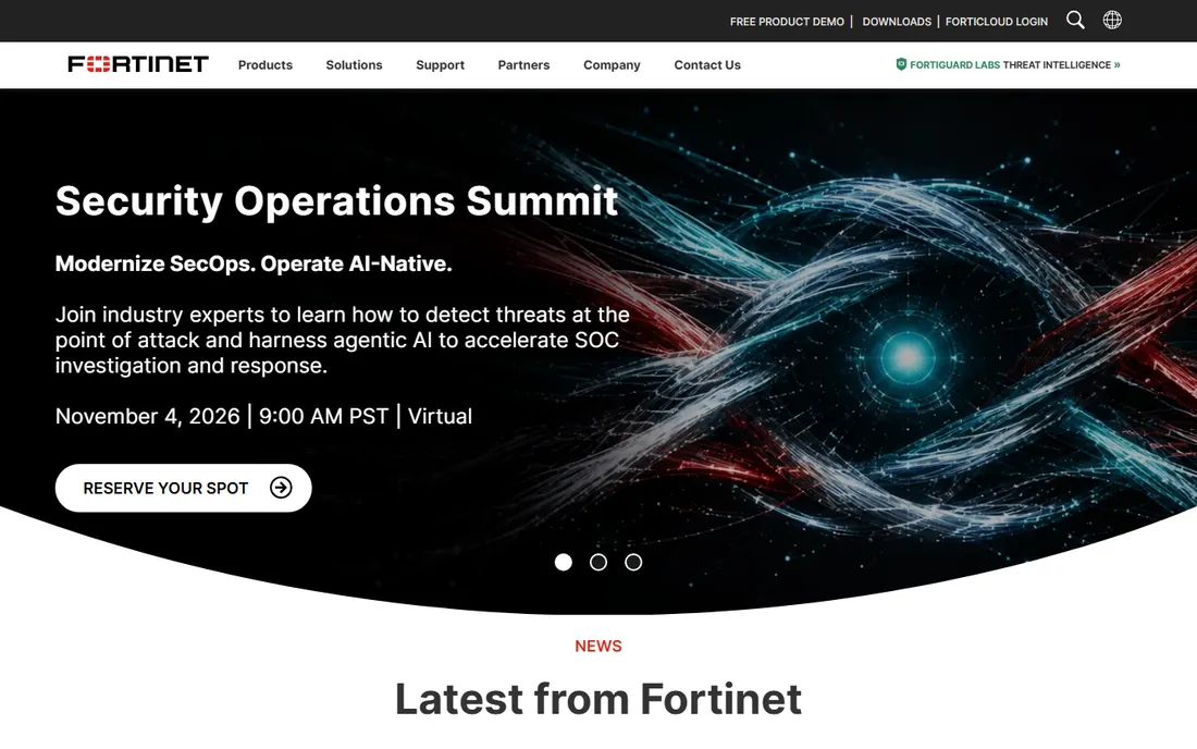 Fortinet homepage
