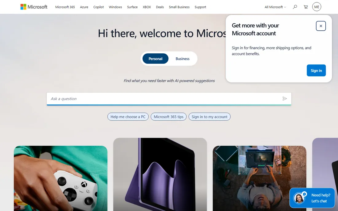 Microsoft Defender homepage