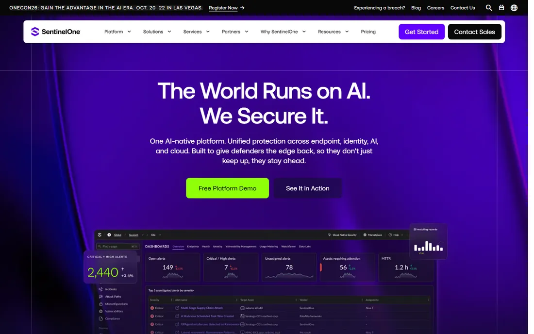 SentinelOne homepage