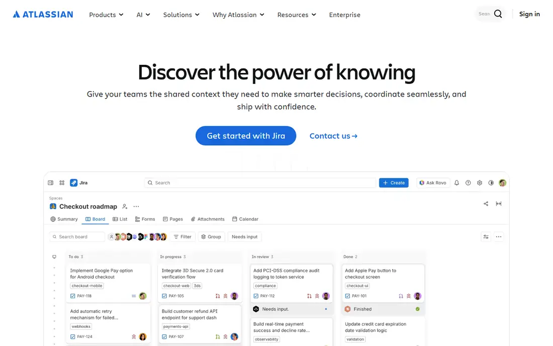 Atlassian homepage