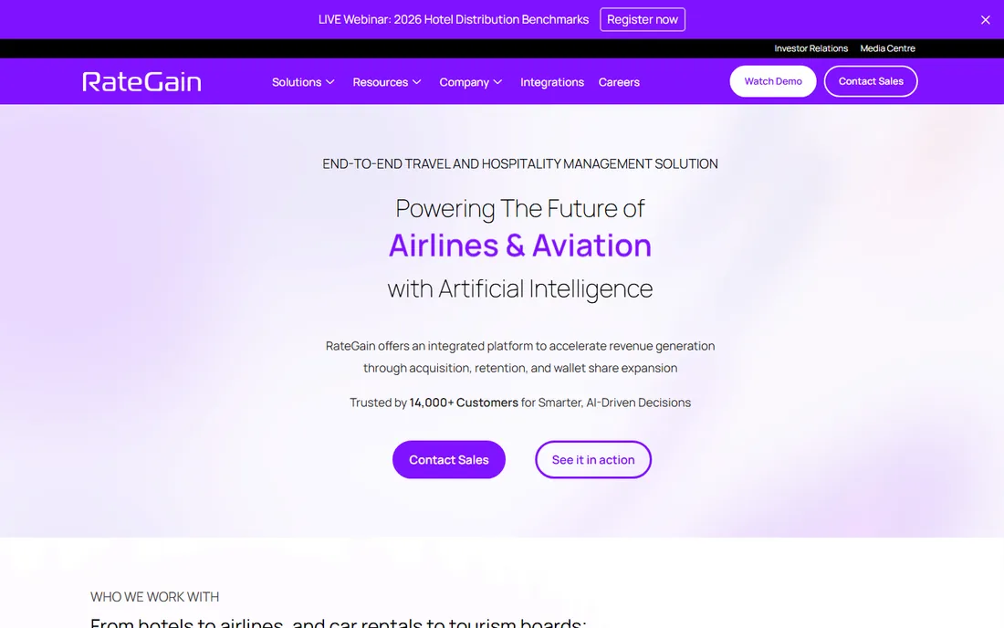 RateGain homepage
