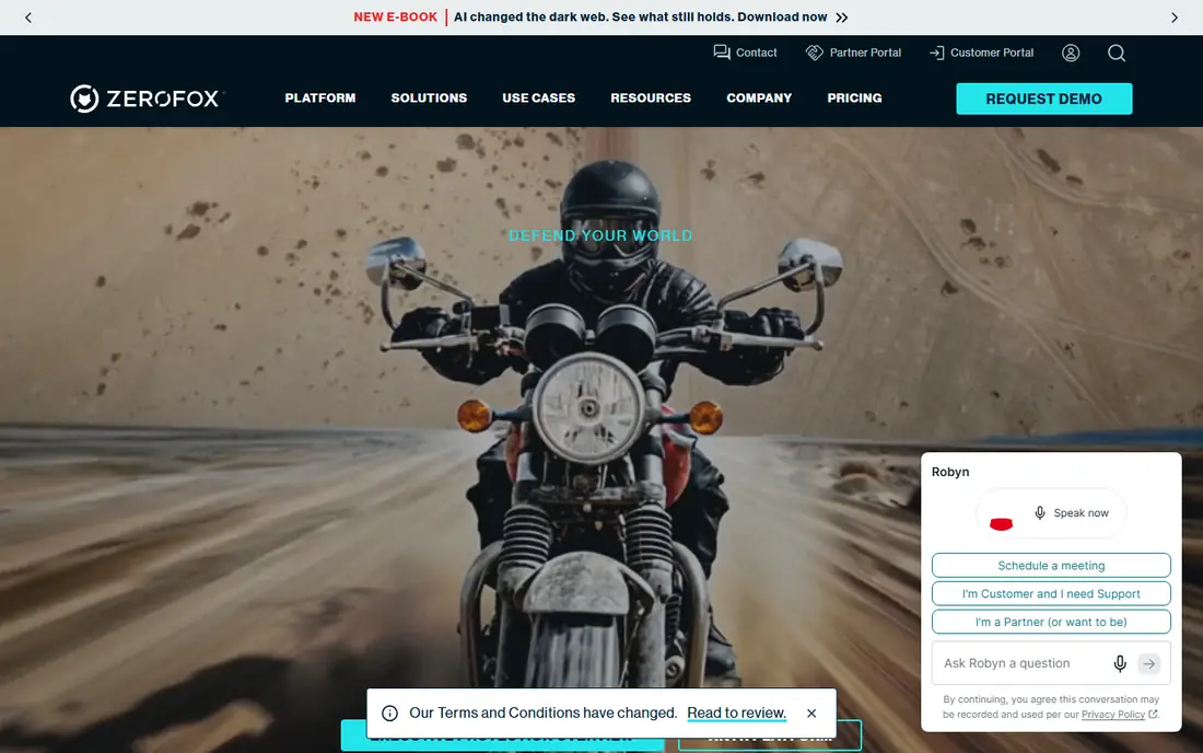 ZeroFox homepage