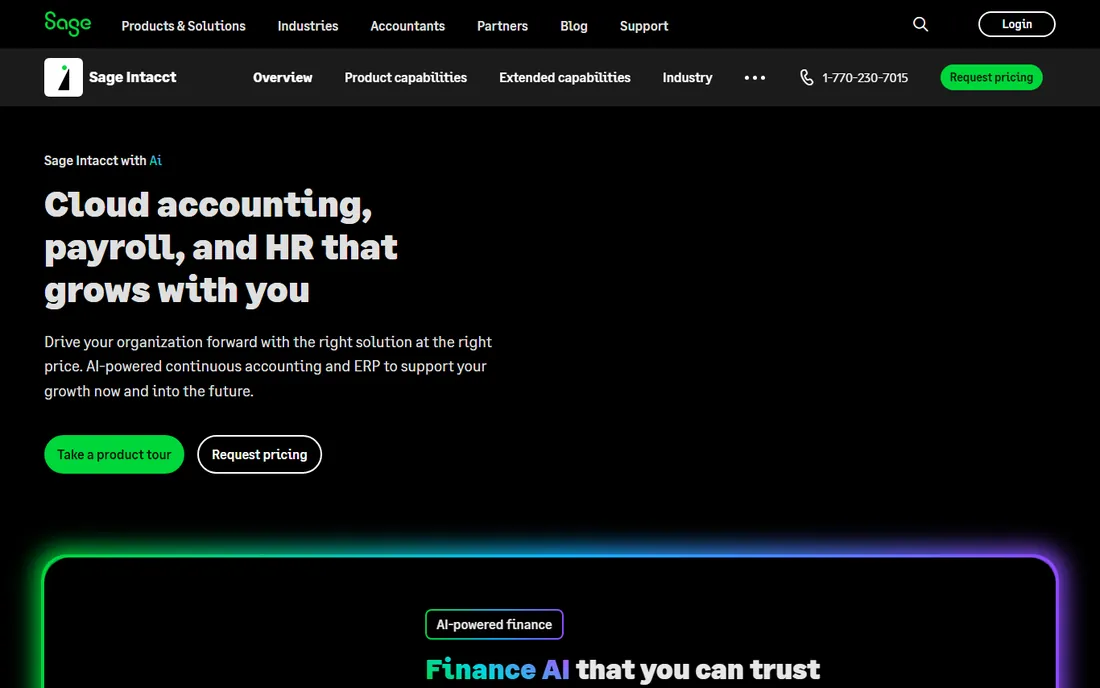 Sage Intacct homepage