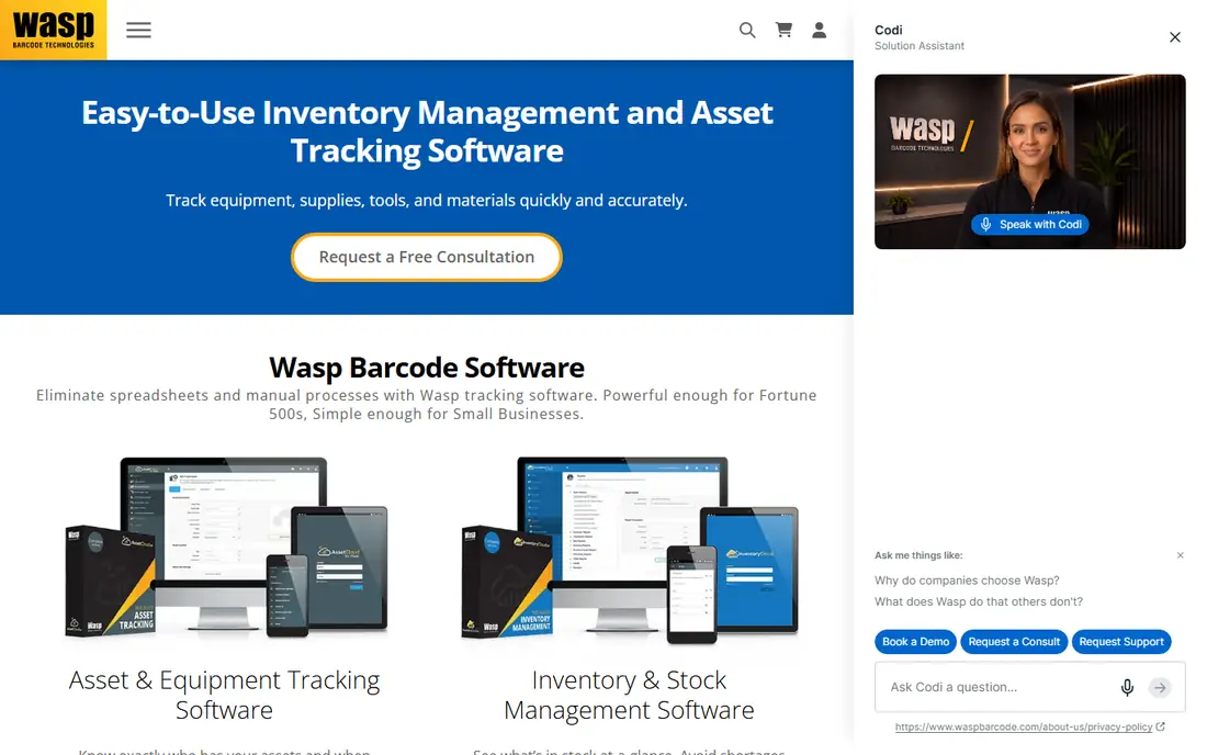 Wasp AssetCloud homepage