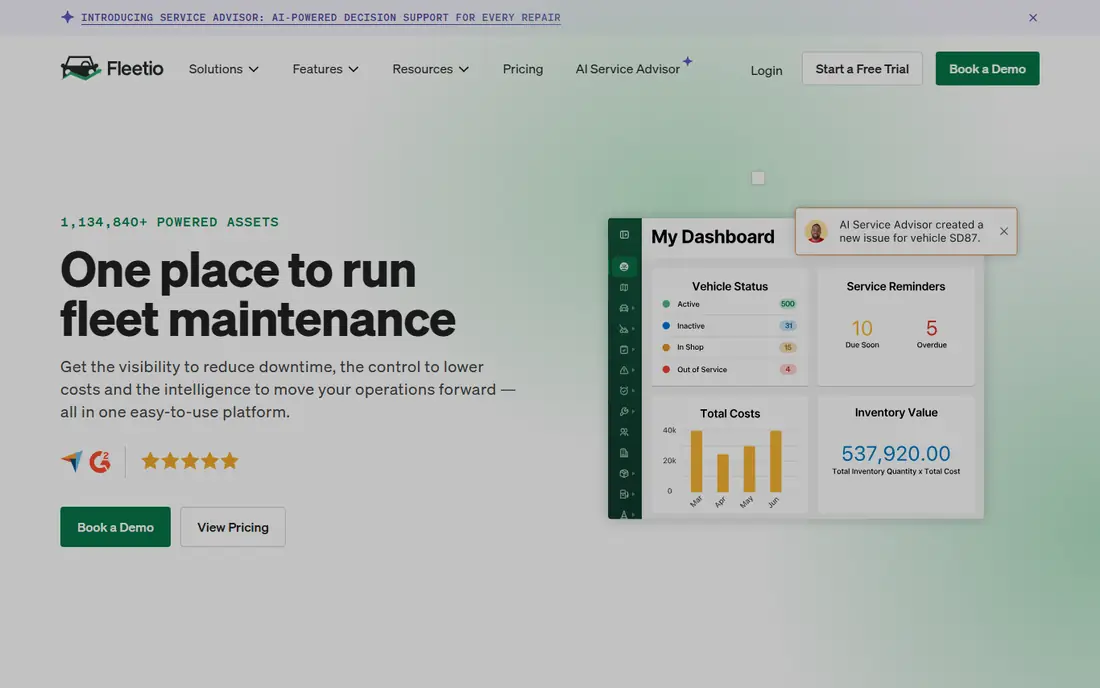 Fleetio homepage