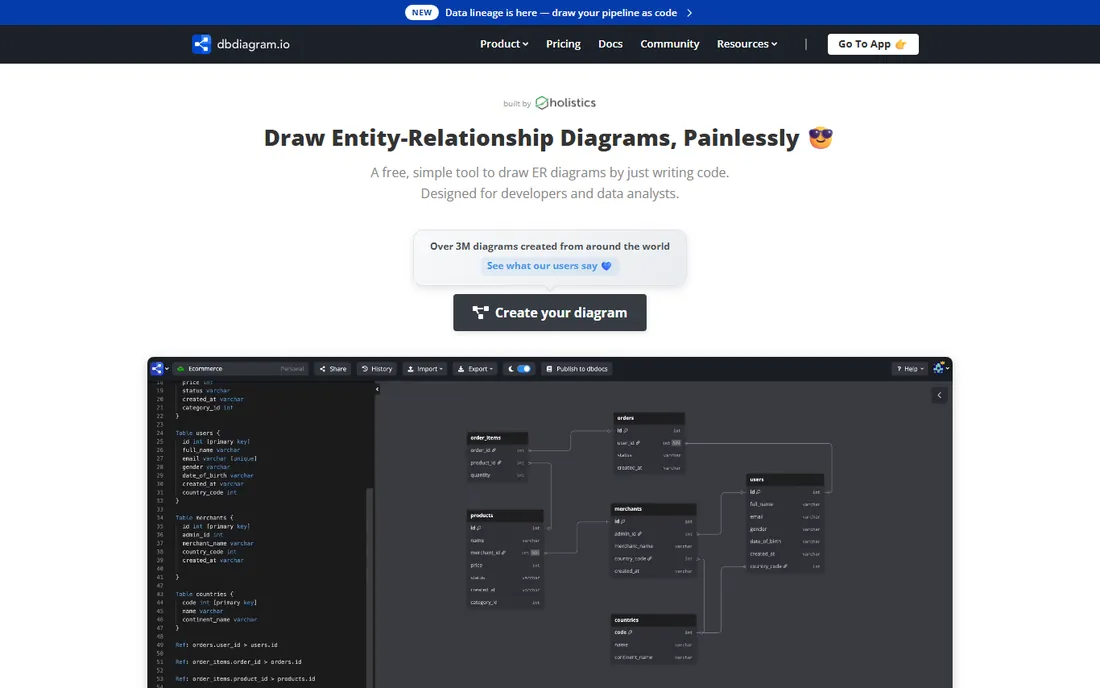 dbdiagram.io homepage