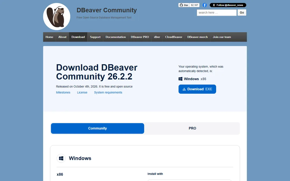 DBeaver homepage
