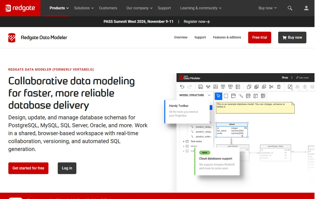 Redgate Data Modeler homepage