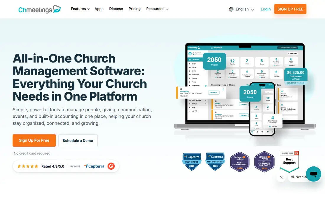 ChMeetings homepage