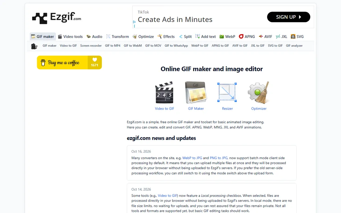 Ezgif homepage