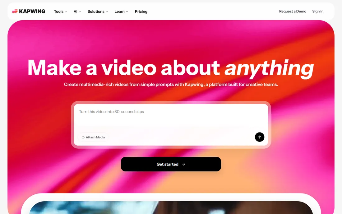 Kapwing homepage