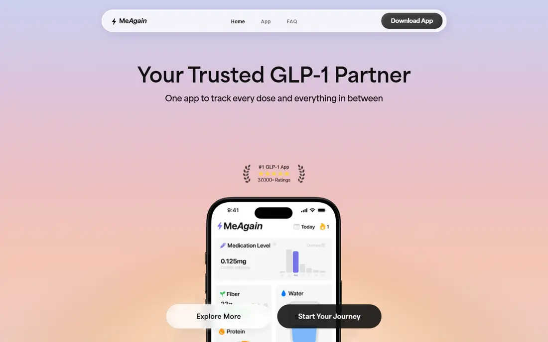 MeAgain homepage