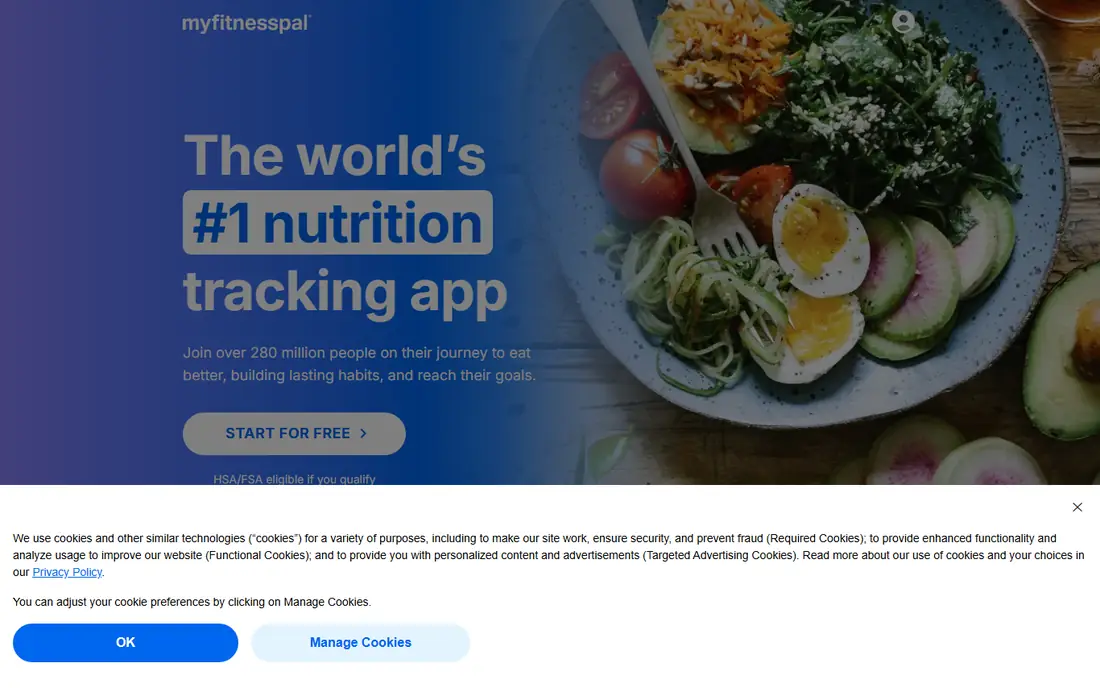 MyFitnessPal homepage