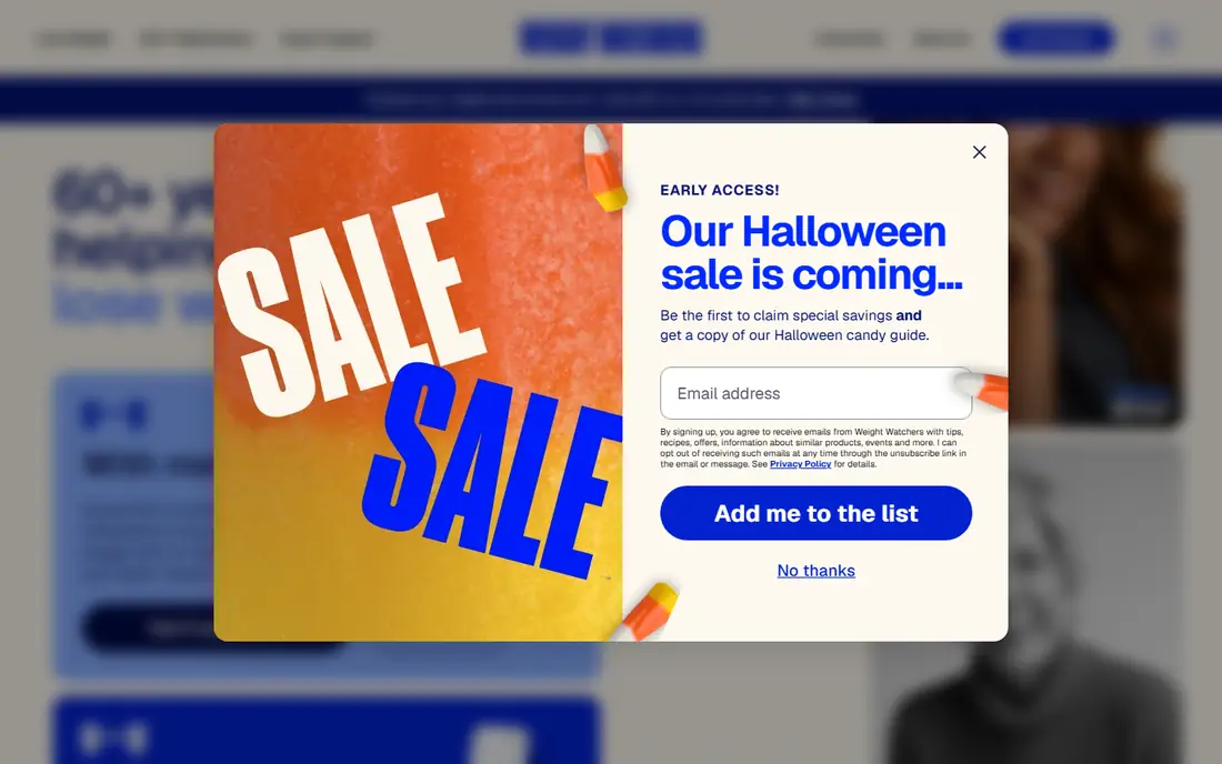 WeightWatchers homepage