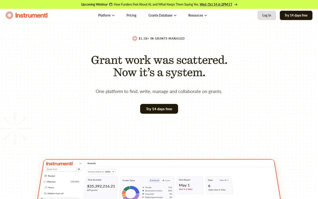 Instrumentl homepage