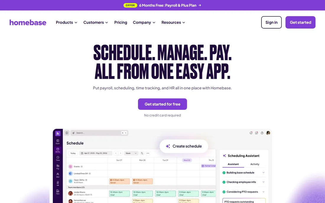 Homebase homepage