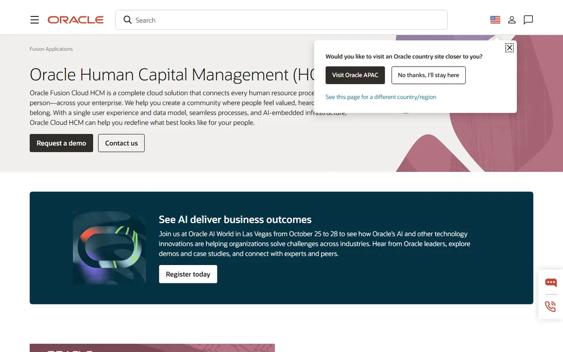 Oracle HCM Cloud homepage