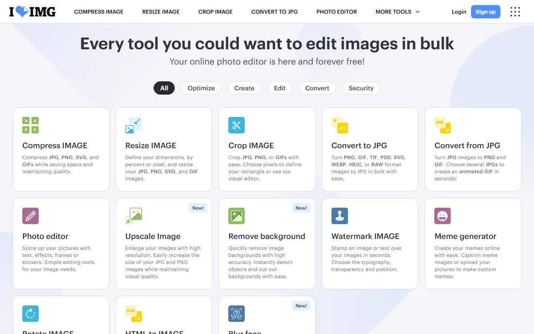iLoveIMG homepage