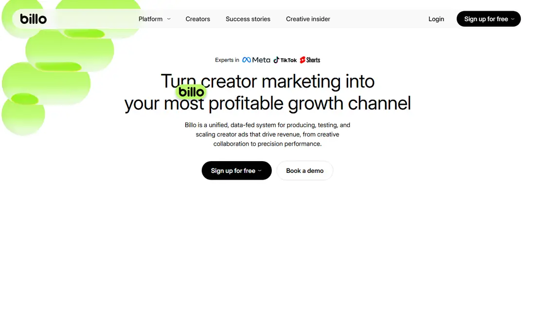 Billo homepage