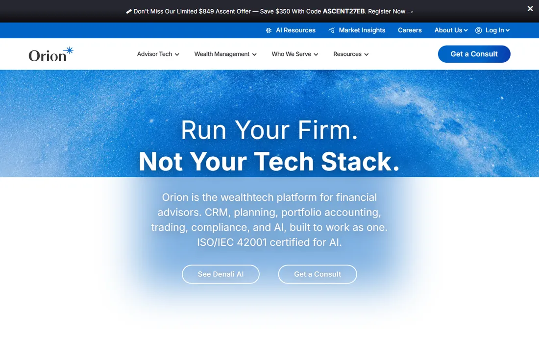Orion Advisor Solutions homepage