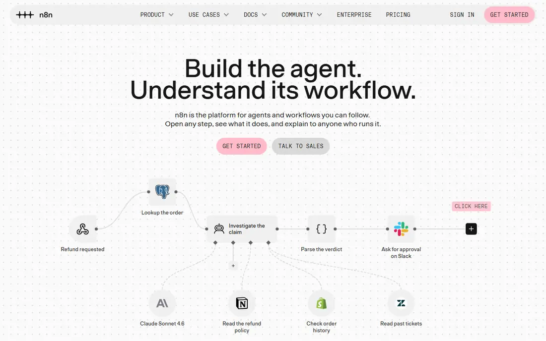 n8n homepage