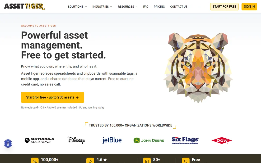 AssetTiger homepage