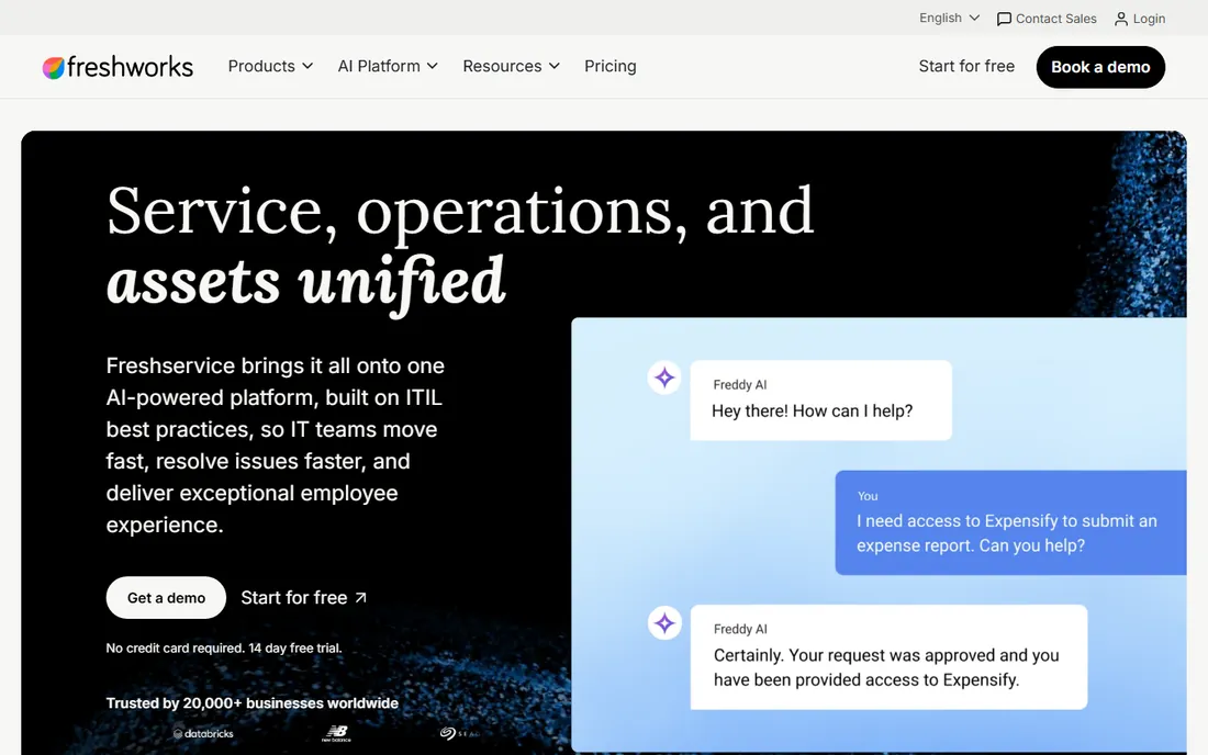 Freshservice homepage