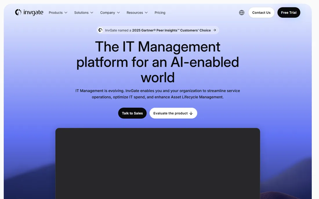InvGate Asset Management homepage