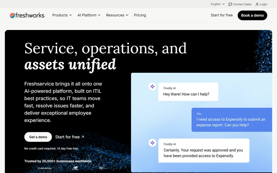 Freshservice homepage