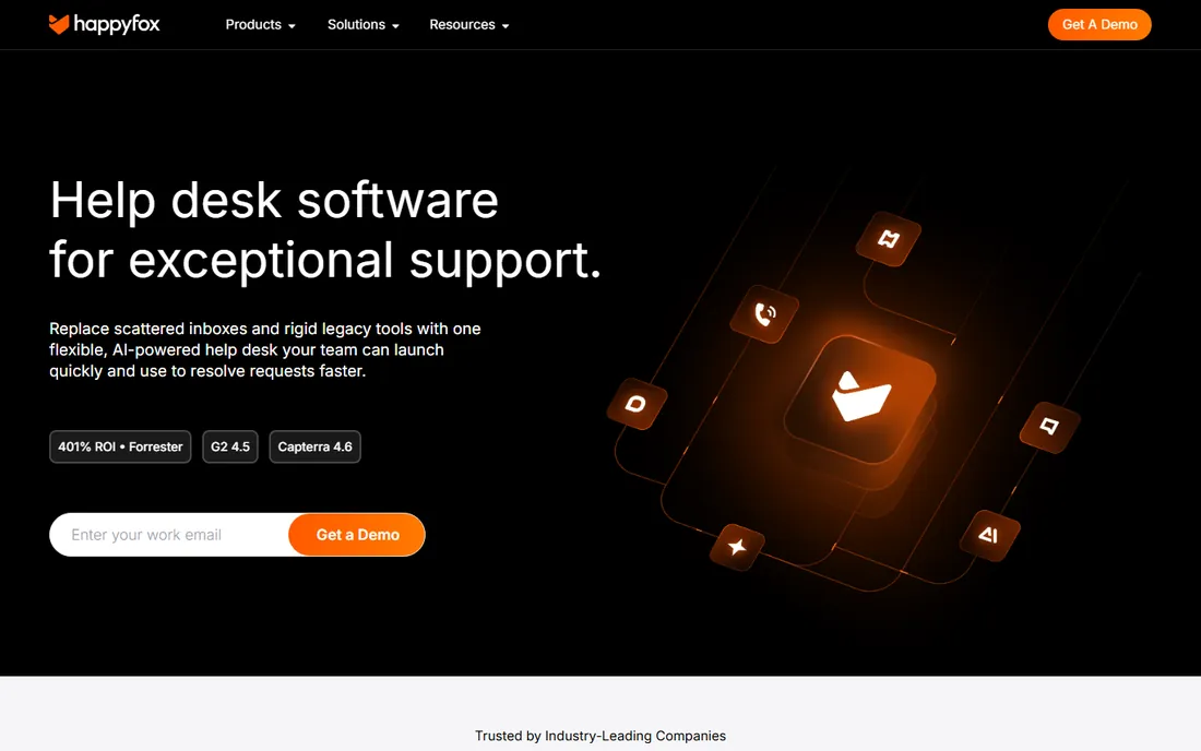 HappyFox homepage
